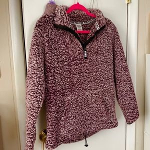 Victorias Secret PINK Sherpa Quarter Zip Pullover Sweater Jacket